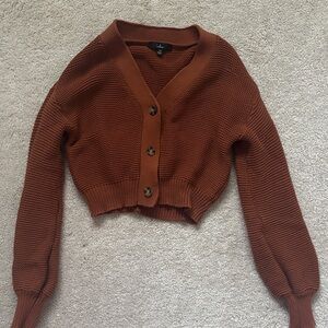 Brown Knit Cardigan Buttoned Sweater